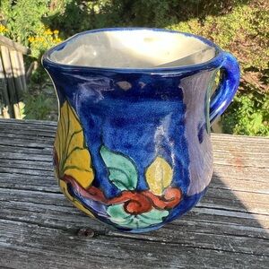 Vintage Amora Mexico Pottery Creamer/Vase 3.75” Hgt. Multicolored Cream Inside